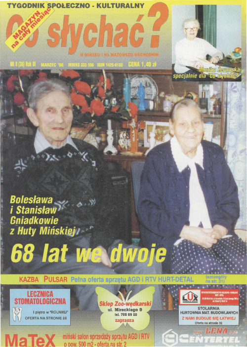 Okładka gazety Co słychać? - nr 8 (36) 1998